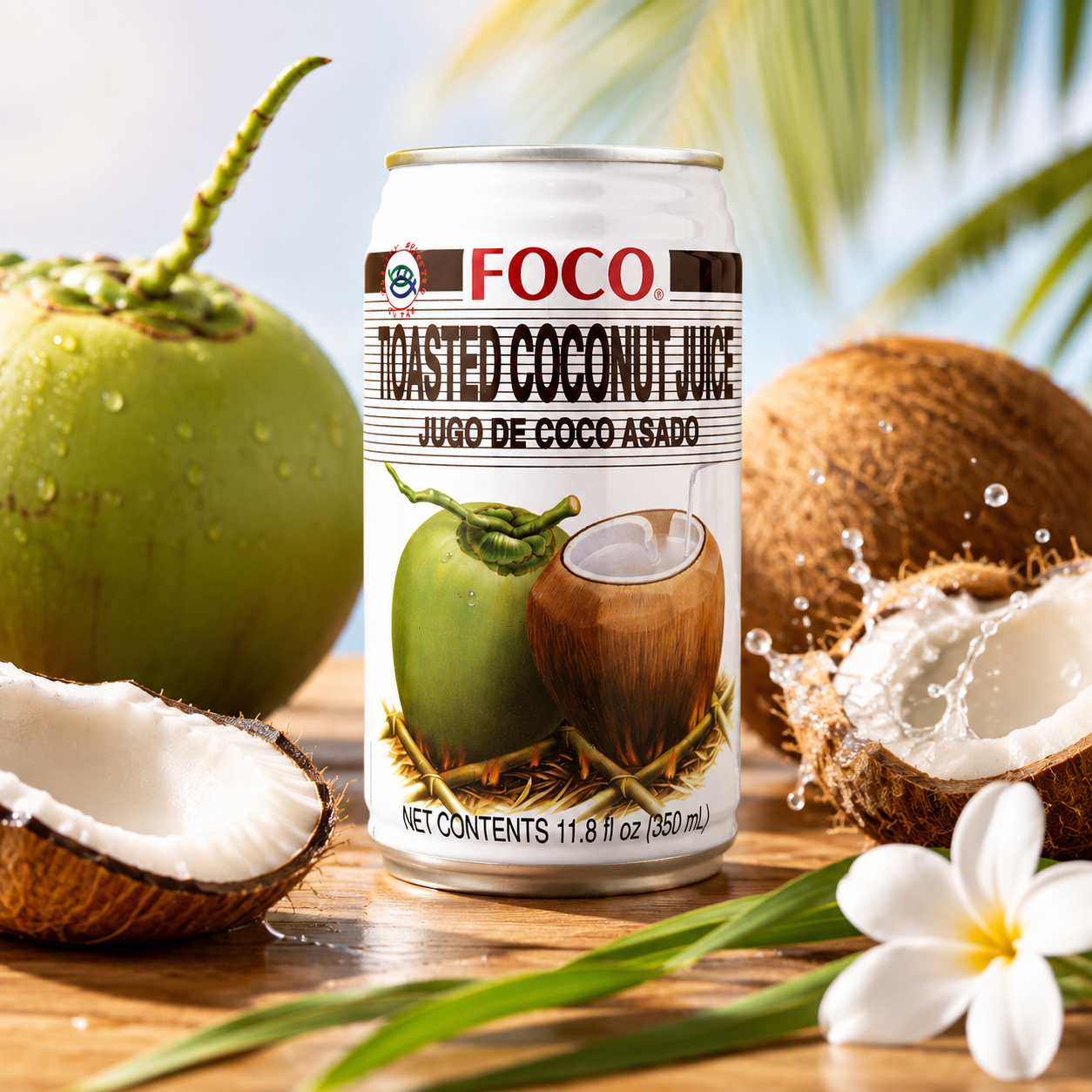 FOCO Roasted Coconut Juice Jugo De Coco Asado Beverage 11.8 fl oz