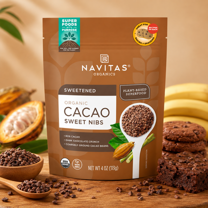 Navitas Organics Cacao Nibs Organic Non-GMO Fair Trade Gluten-Free Sweetened 4 Ounce