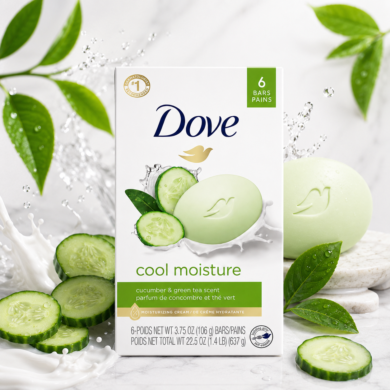 Dove Go Fresh Beauty Bar Cool Moisture 6 ct 4 oz