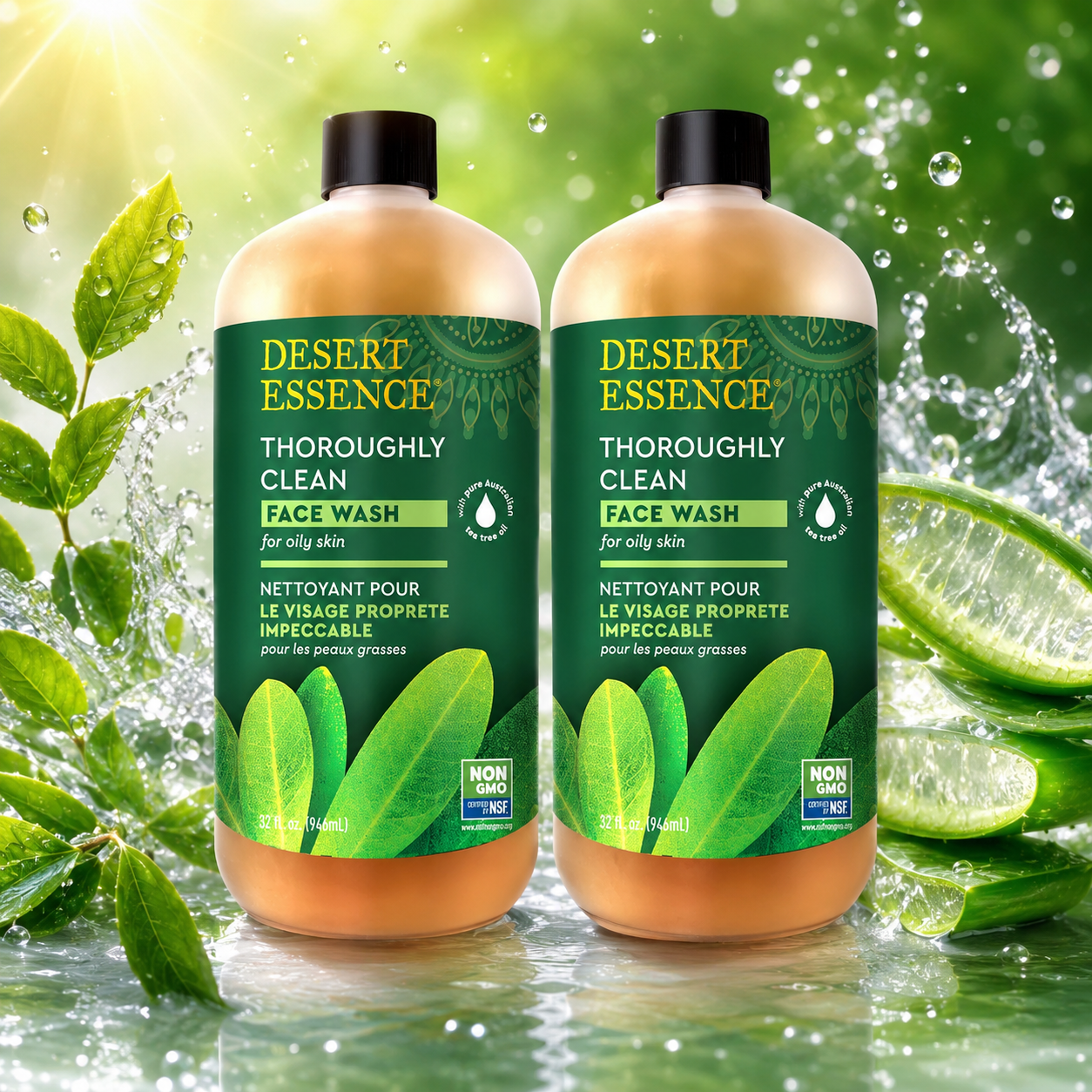 Desert Essence Thoroughly Clean Face Wash Original Tea Tree Oil Gentle Cleanser For Soft Radiant Skin 32 fl oz Desert Essence