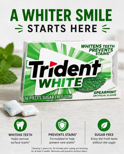 Trident White Spearmint Chewing Gum