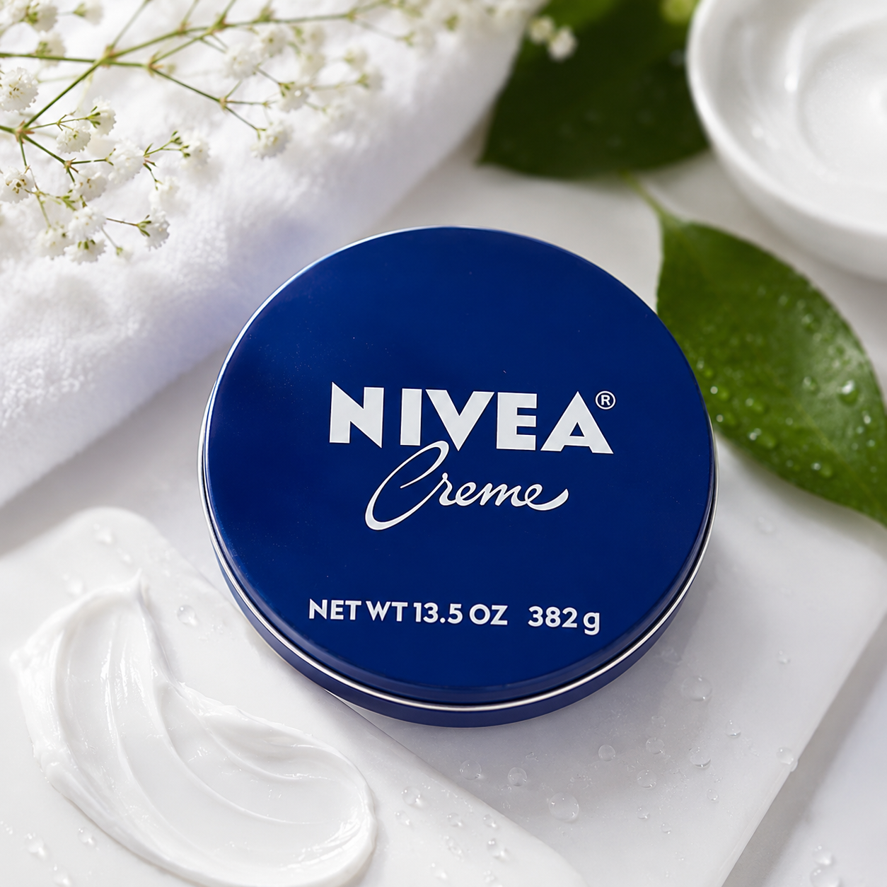 Nivea Creme Tin Whole Body Moisturizer for Acne-Prone Skin, Alcohol-Free & Antiseptic 400ml