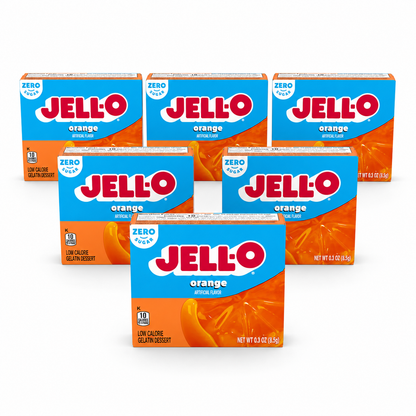 Jell-O Zero Sugar Gelatin Dessert Mix Orange 0.30 oz (Pack of 6)
