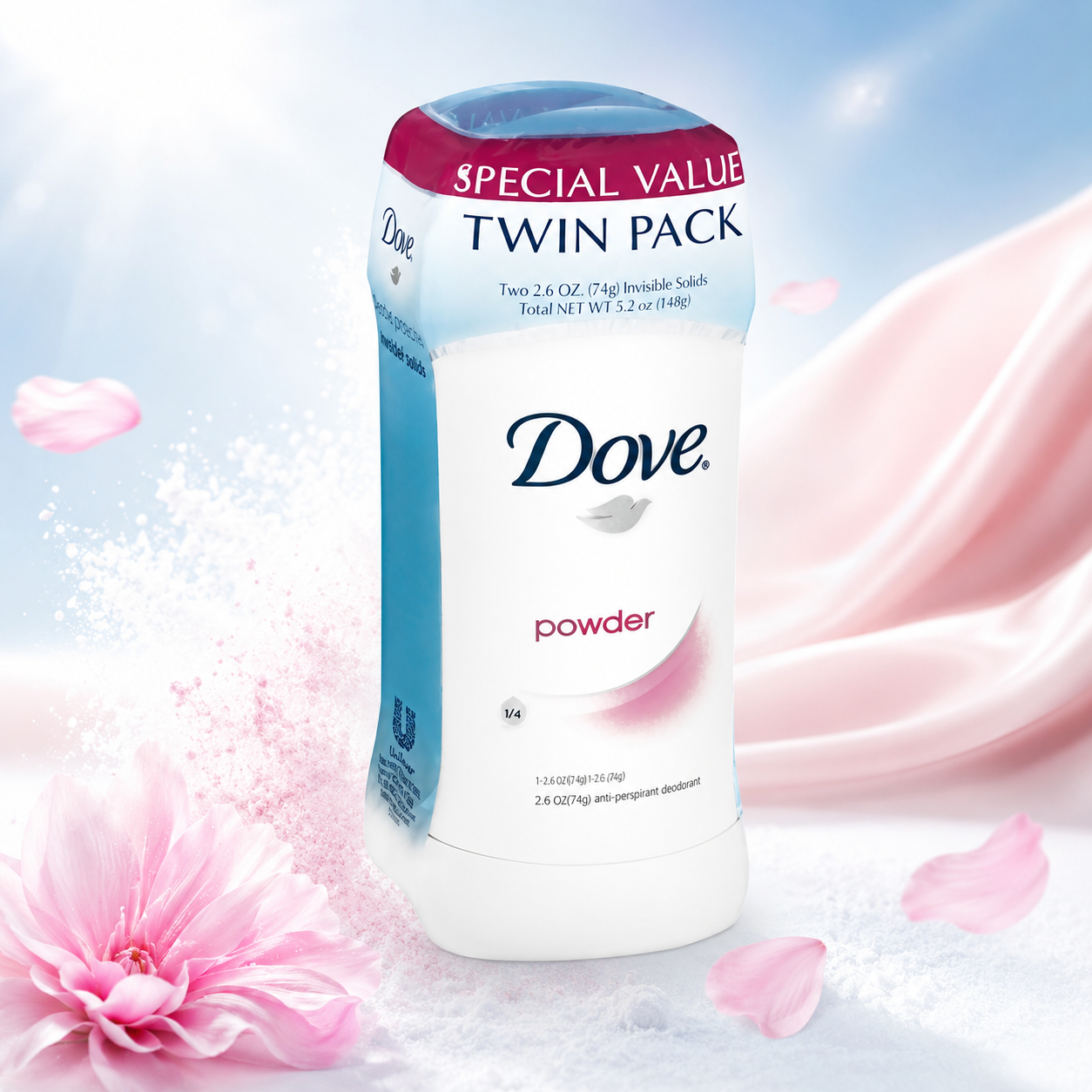 Dove Anti-Perspirant Deodorant Invisible Solid Powder Twin Pack 5.2 oz 2 ct Dove