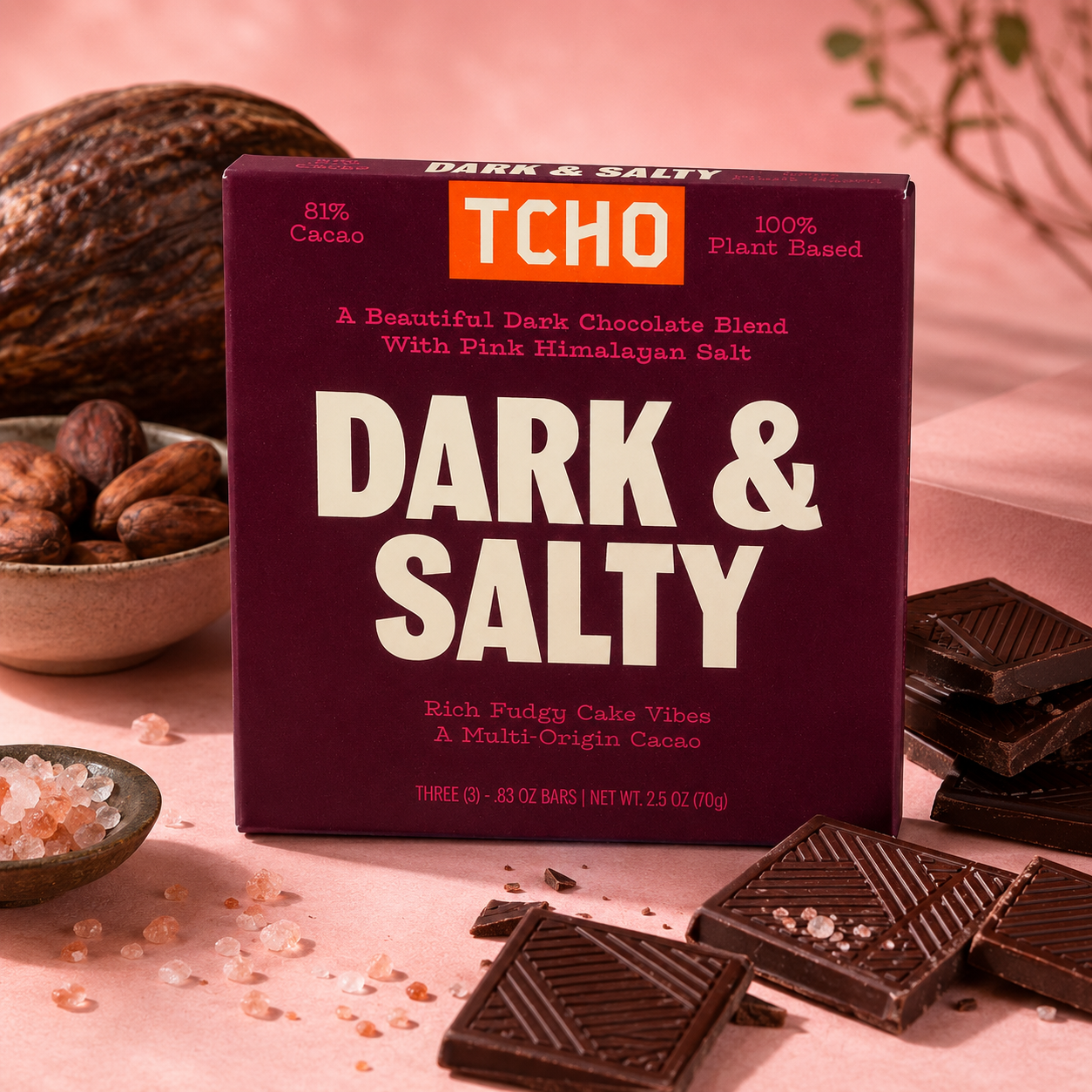 Tcho, Bar Chocolate Dark And Salty Organic, 2.5 Ounce