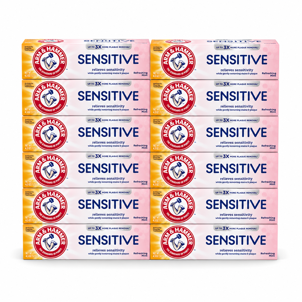 Arm & Hammer Sensitive Toothpaste Refreshing Mint Relieves Sensitivity 4.5 Ounce (Pack of 12)