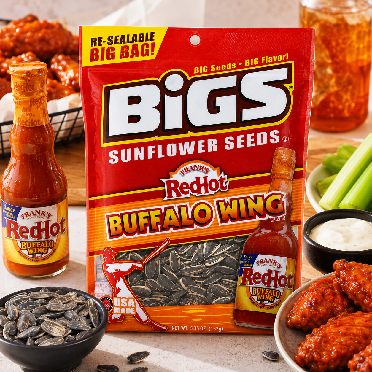BIGS Bold and Tangy Buffalo Wing Sunflower Seeds 5.35 oz