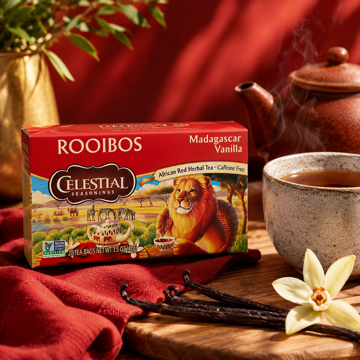 Celestial Seasonings Madagascar Vanilla Red Tea 20 Count  Tea Bags (Pack of 20)
