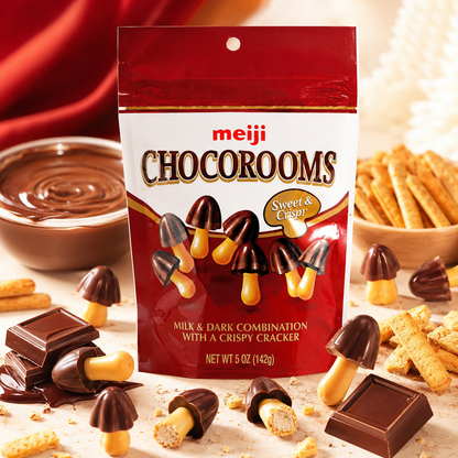 Meiji Chocorooms Bag 5 oz each (2 Items Per Order)