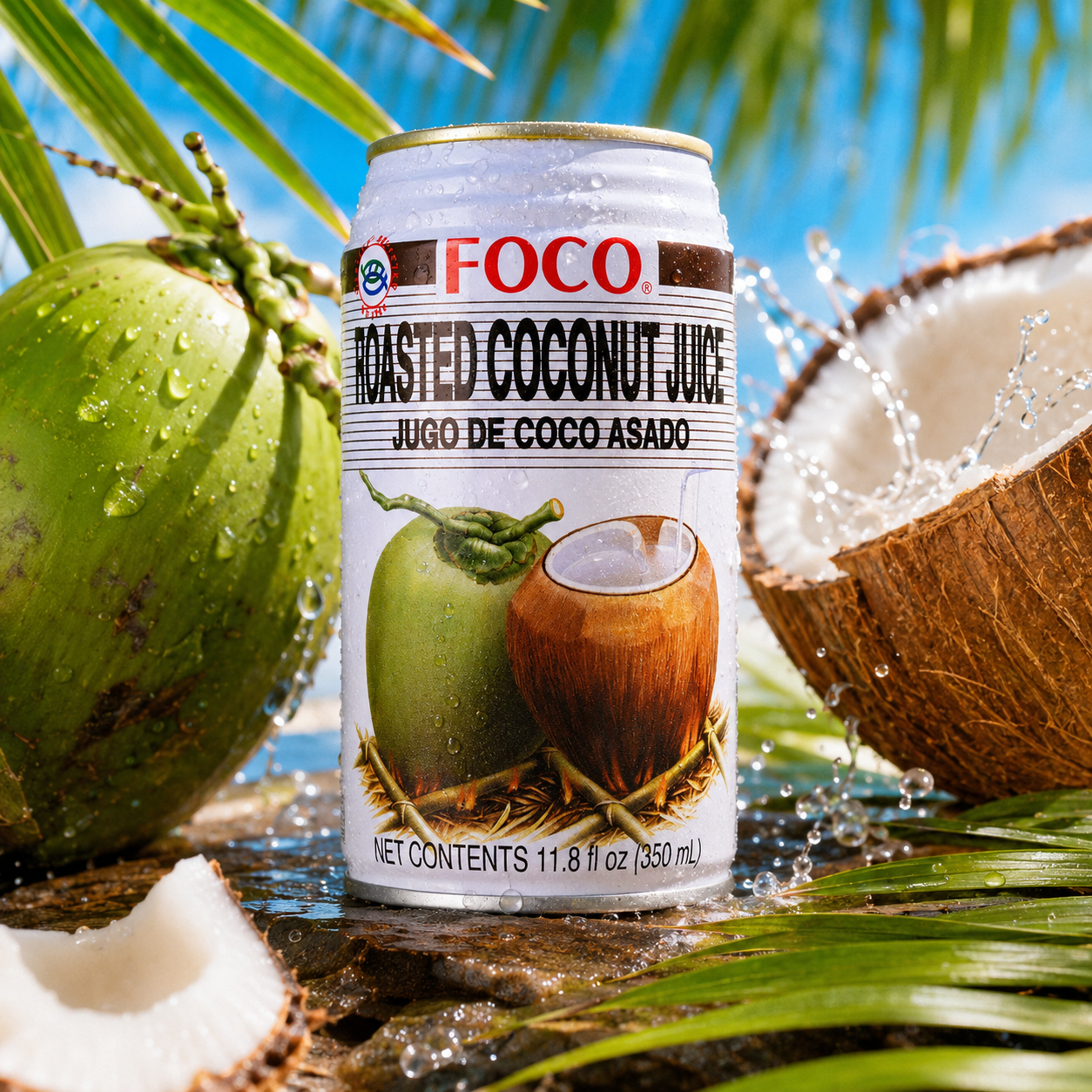 FOCO Roasted Coconut Juice Jugo De Coco Asado Beverage 11.8 fl oz