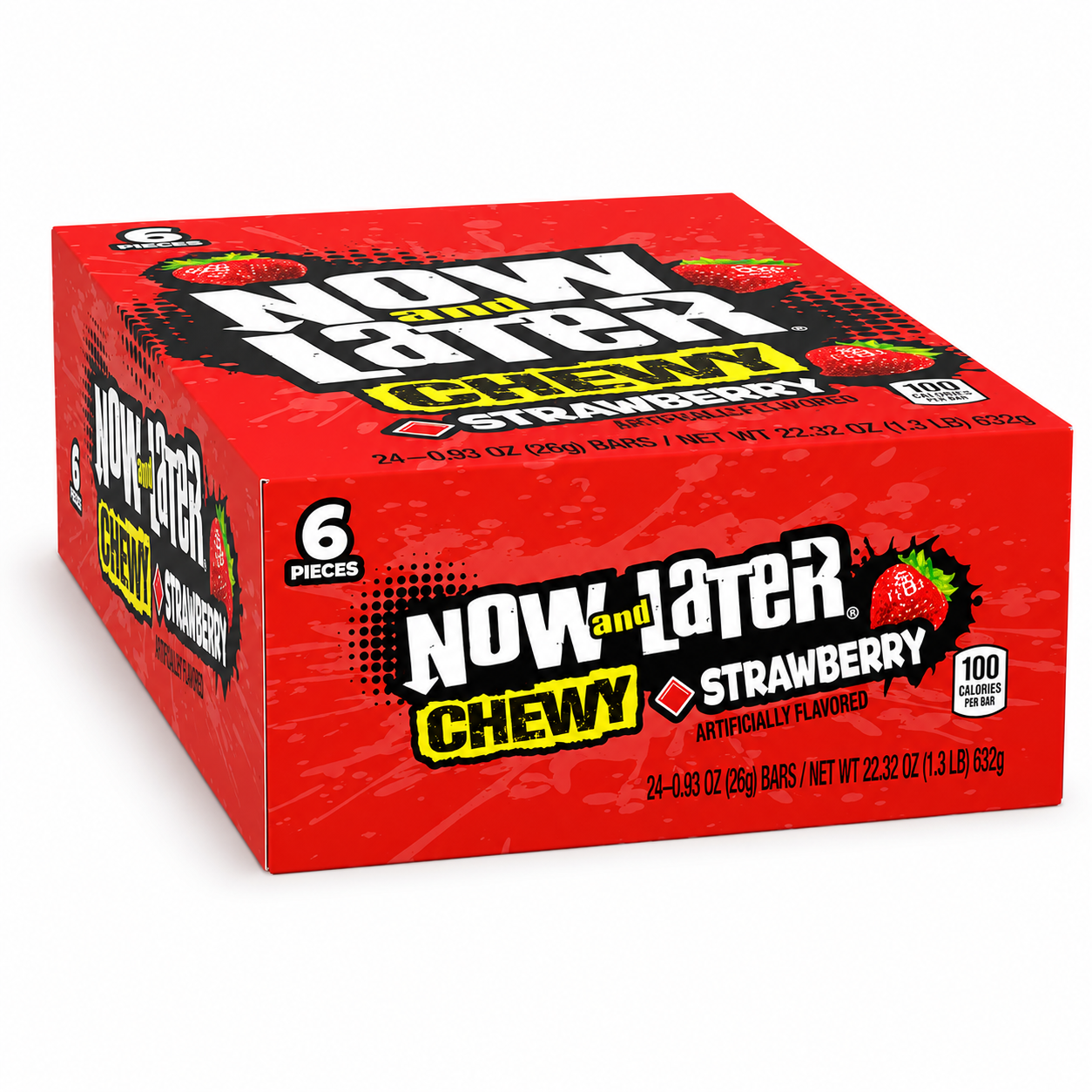 Now & Later Soft Taffy Chews Candy Strawberry Bar 0.93 oz