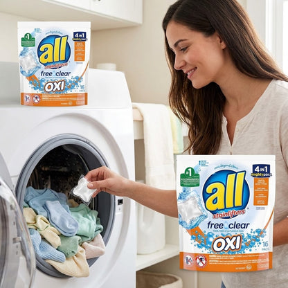 All Mighty Pacs Free Clear Laundry Detergent, 16 Count all