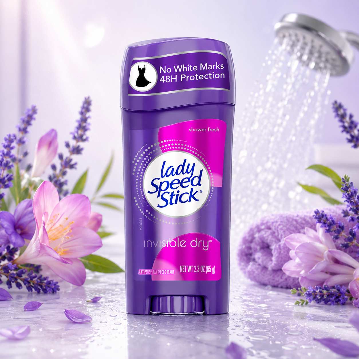 Lady Speed Stick Invisible Dry Antiperspirant Deodorant Shower Fresh Scent 2.3 oz