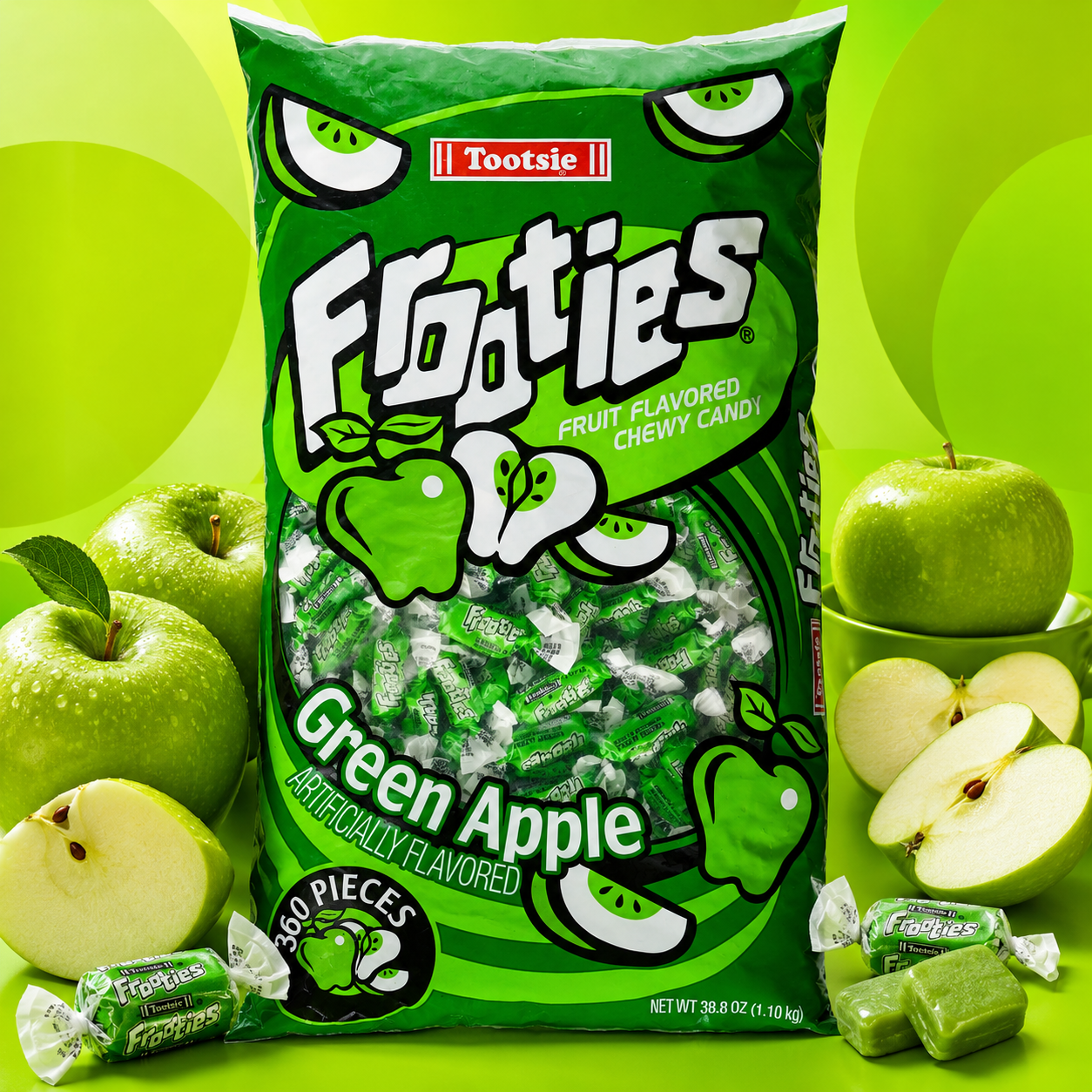 Tootsie Rolls Frooties Green Apple Candy Chewy Fruit Flavored Treats