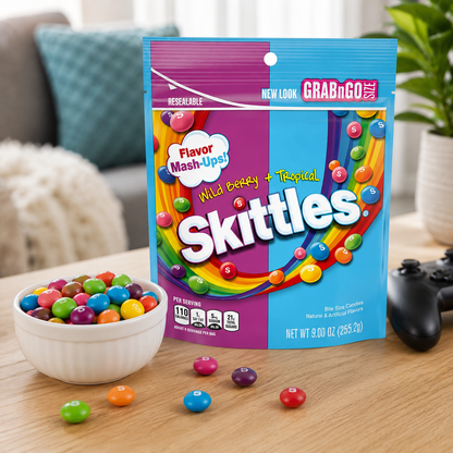 Skittles Mash-Ups Wild Berry and Tropical Candy 9 oz Bag