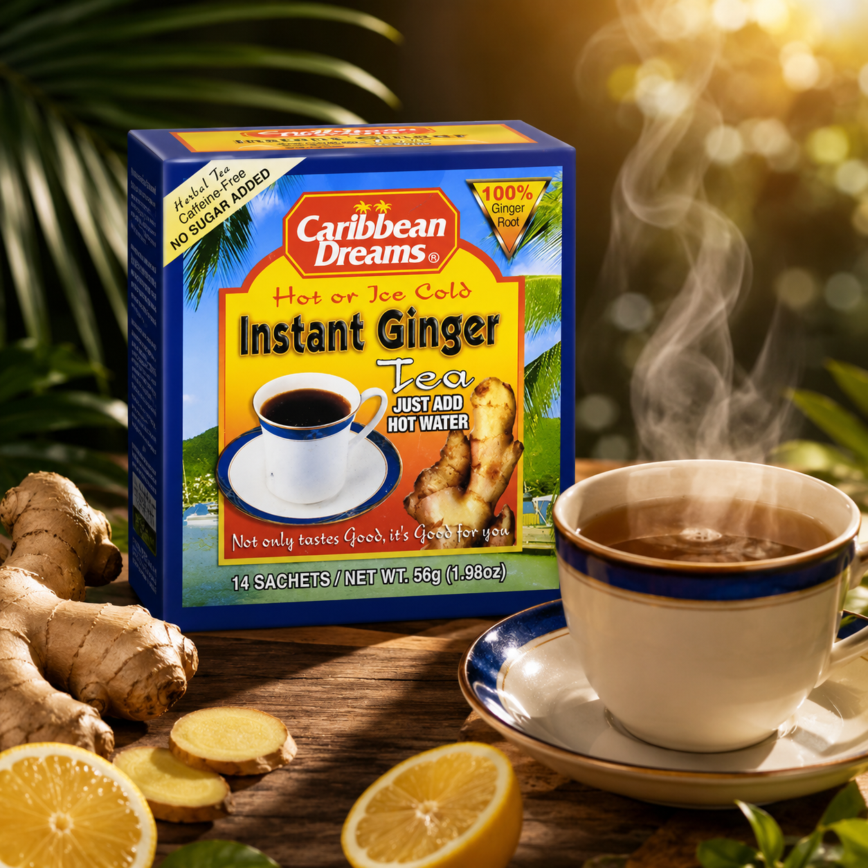 Caribbean Dreams Ginger Tea Instant Unsweetened 14 Sachets