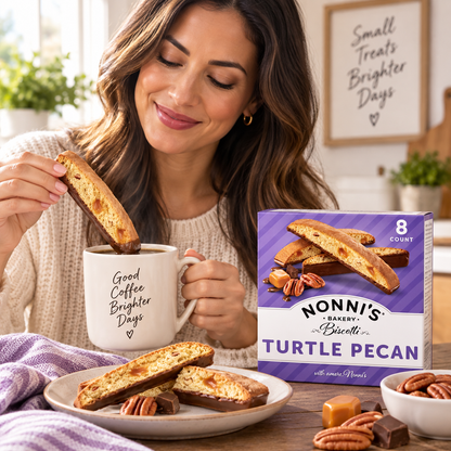 Nonni's Turtle Pecan Biscotti, Gourmet Cookies, Individually Wrapped, 8 Count Nonni's