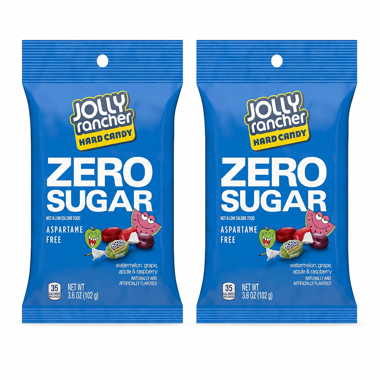 Jolly Rancher Zero Sugar Candy Sugar Free Aspartame Free Fruit Flavors (Pack of 2)