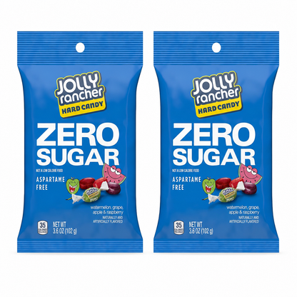 Jolly Rancher Zero Sugar Candy Sugar Free Aspartame Free Fruit Flavors (Pack of 2)