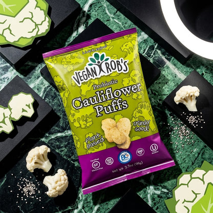 Vegan Rob's Probiotic Cauliflower Puffs, 3.5 oz (Pack of 3) Vegan Rob's