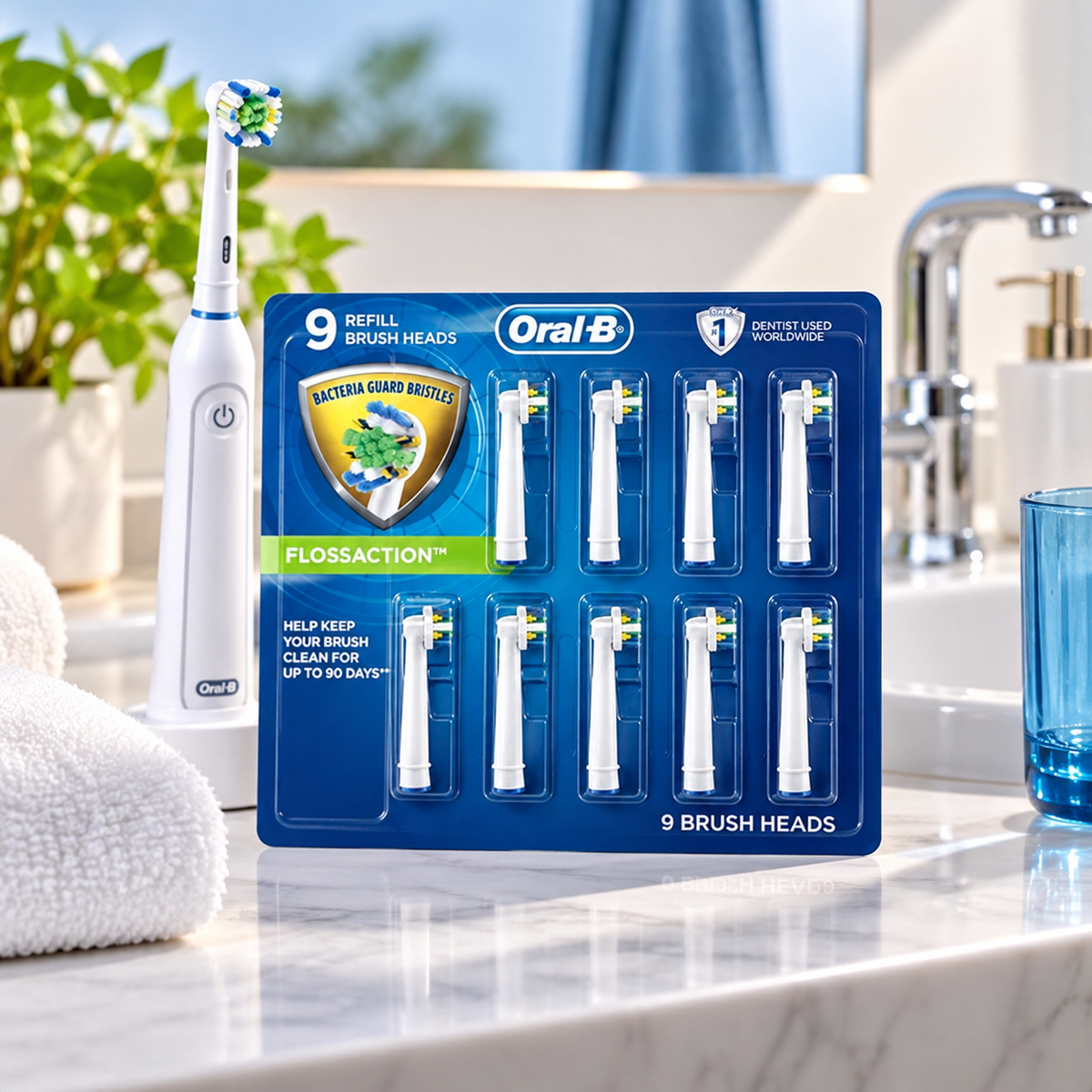Oral-B Braun FlossAction Replacement Brush Heads, 9 Count Oral-B