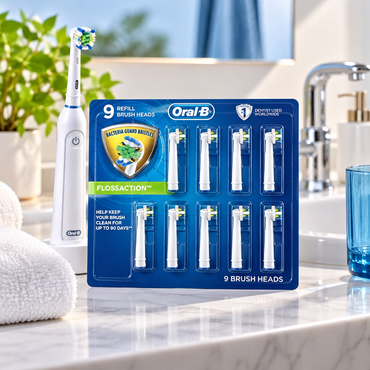 Oral-B Braun FlossAction Replacement Brush Heads, 9 Count Oral-B