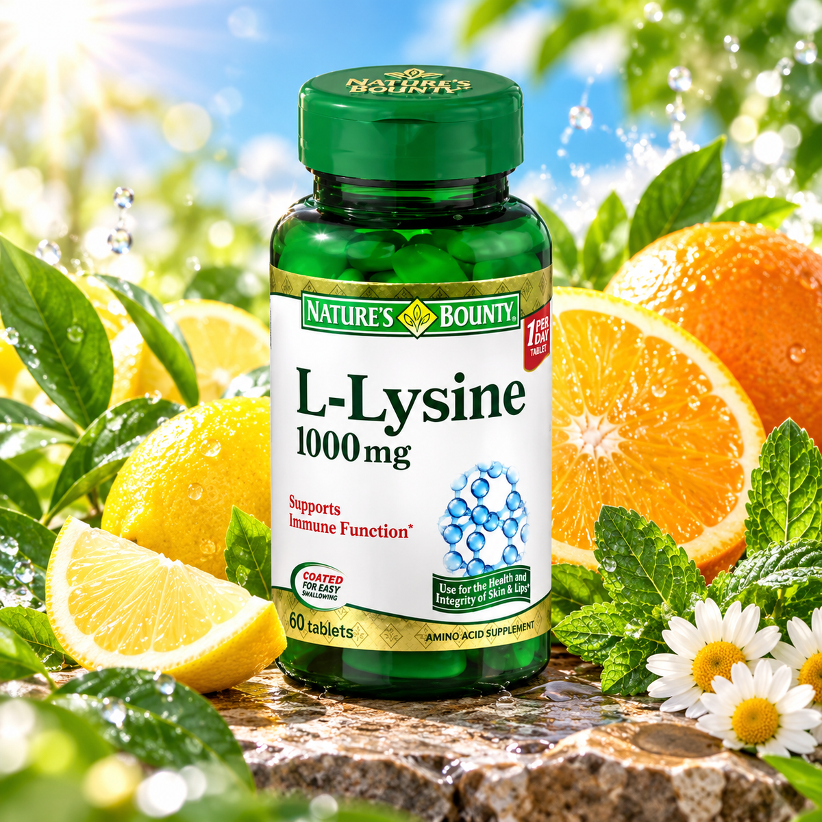 Nature's Bounty L-Lysine 1000 mg Tablets, 60 Count (Pack of 4) Nature's Bounty