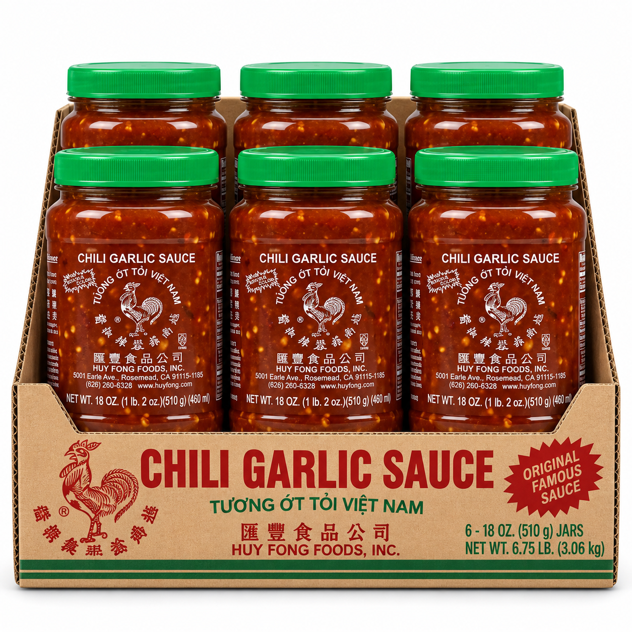 Huy Fong, Chili Garlic Sauce, 18-Ounce Bottles (Pack of 6) Huy Fong