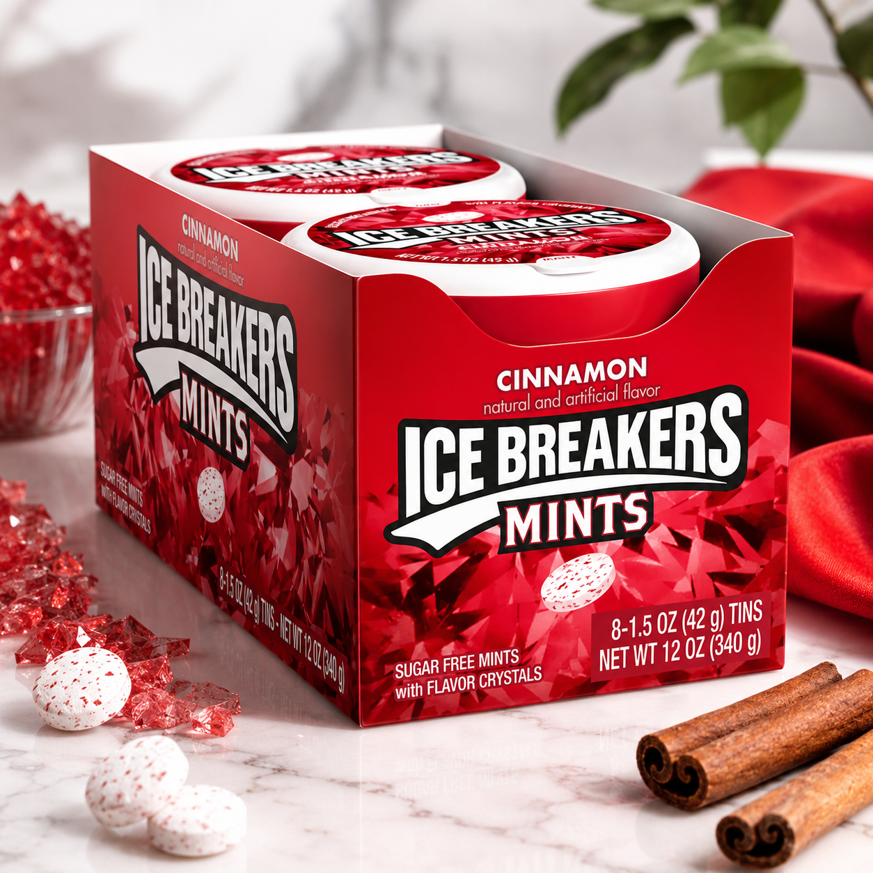 Ice Breakers Cinnamon Sugar Free Mints Tins 1.5 oz