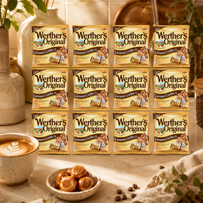 Werther's Original Caramel Coffee Hard Candy - Individually Wrapped Hard Candies for Halloween, Parties, or Snacks - 2.65 oz Bags (Pack of 12)