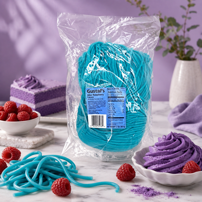 Gustaf's Blue Raspberry Licorice Laces - 2 Lb. Bag
