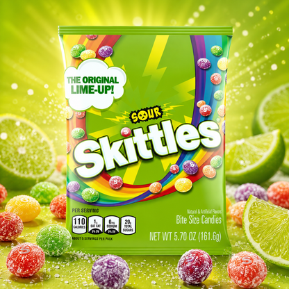 Skittles Sours Candy (Pack of 2) Sour Outside Sweet Inside Bite Size Strawberry Grape Orange Lemon Lime