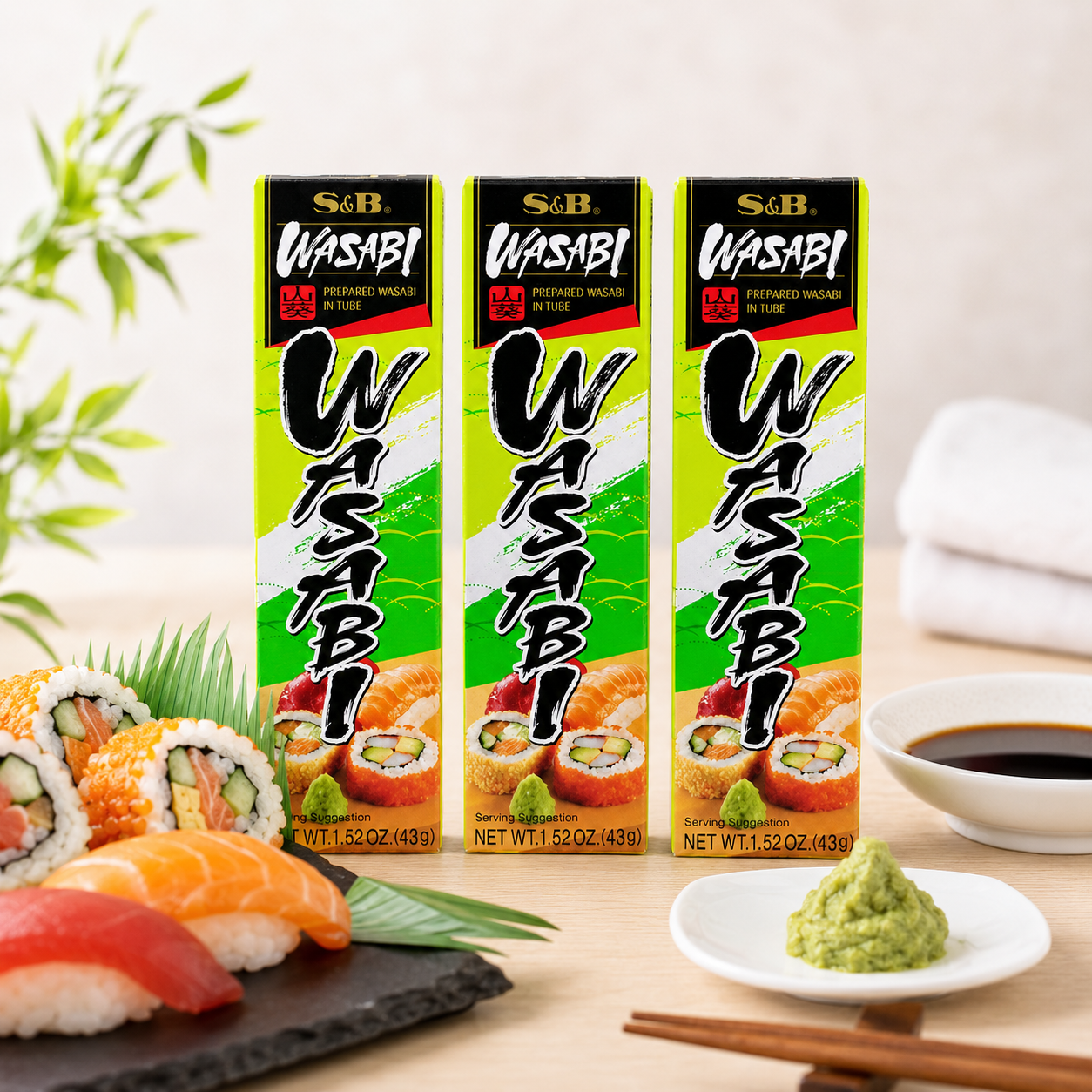 S&B Prepared Wasabi Paste In Tube 3 Packs 1.52 oz