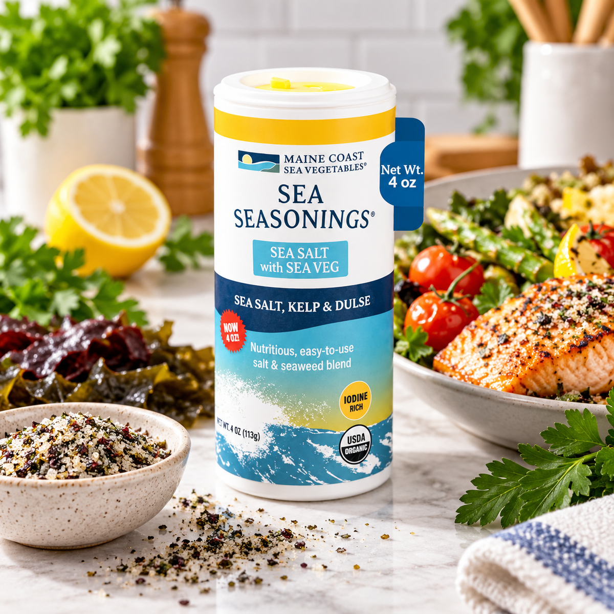 Maine Coast Sea Vegetables Sea Salt with Sea Veg Shaker - Wild-Harvested Maine Coast Sea Vegetables