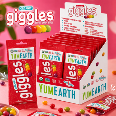 YumEarth Organic Fruit Flavored Giggles Chewy Candy Bites Allergy Friendly Gluten Free Non-GMO Vegan 2 oz