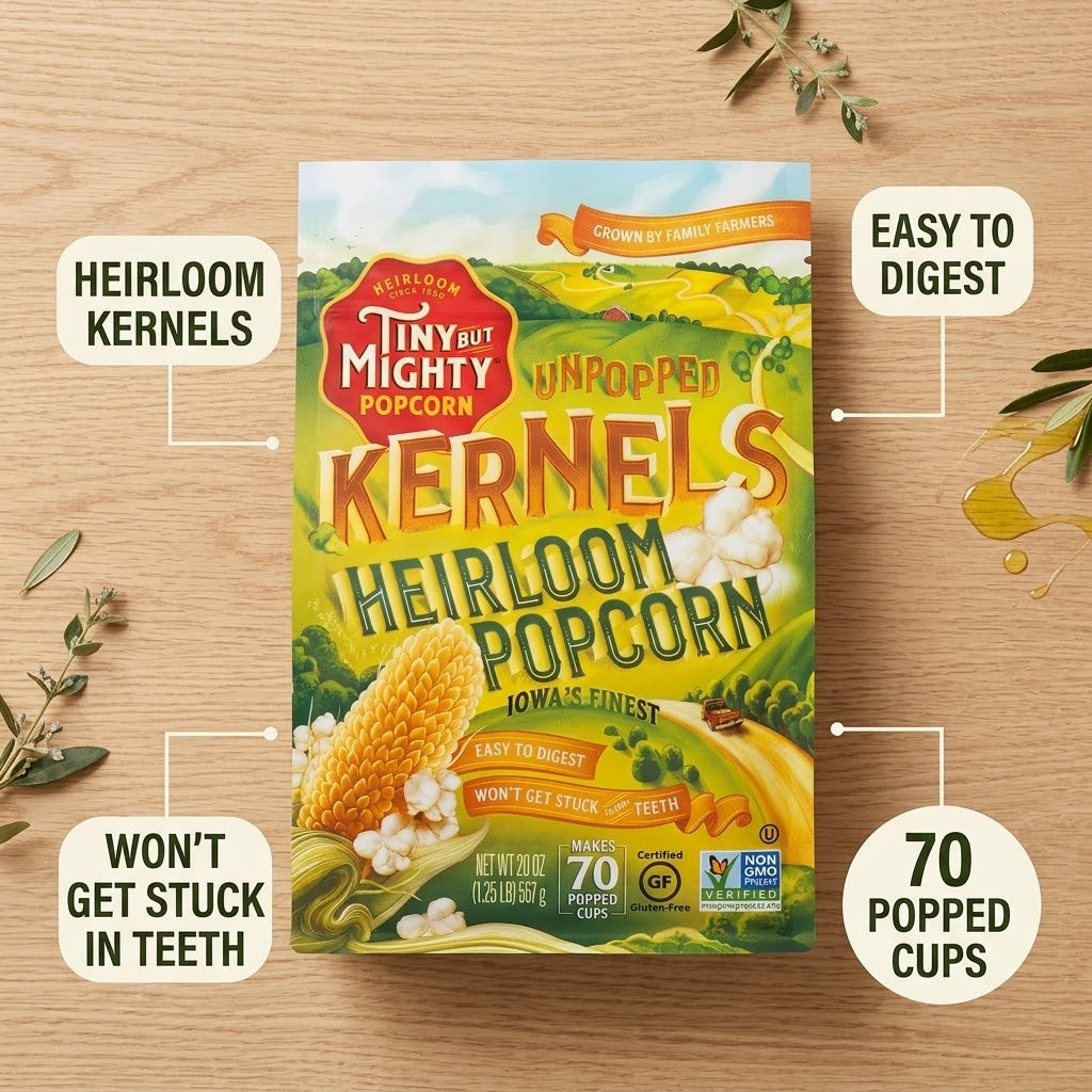 Tiny But Mighty Heirloom Popcorn, Unpopped Kernels, 1.25lb Bag Tiny But Mighty