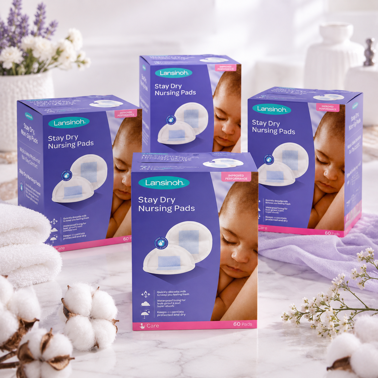 Lansinoh Nursing Pads Stay Dry 60 Each (Pack of 4)
