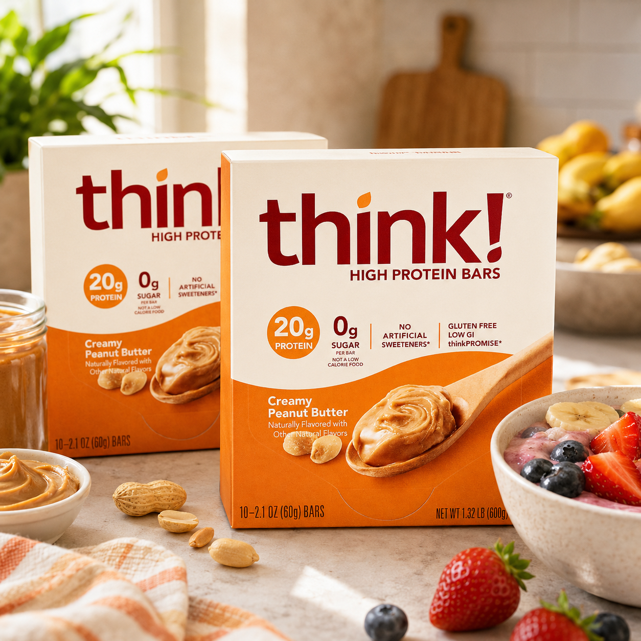 thinkThin Protein Bars Creamy Peanut Butter 2.1 oz 10 Bars