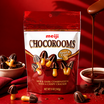 Meiji Chocorooms Bag 5 oz each (2 Items Per Order)