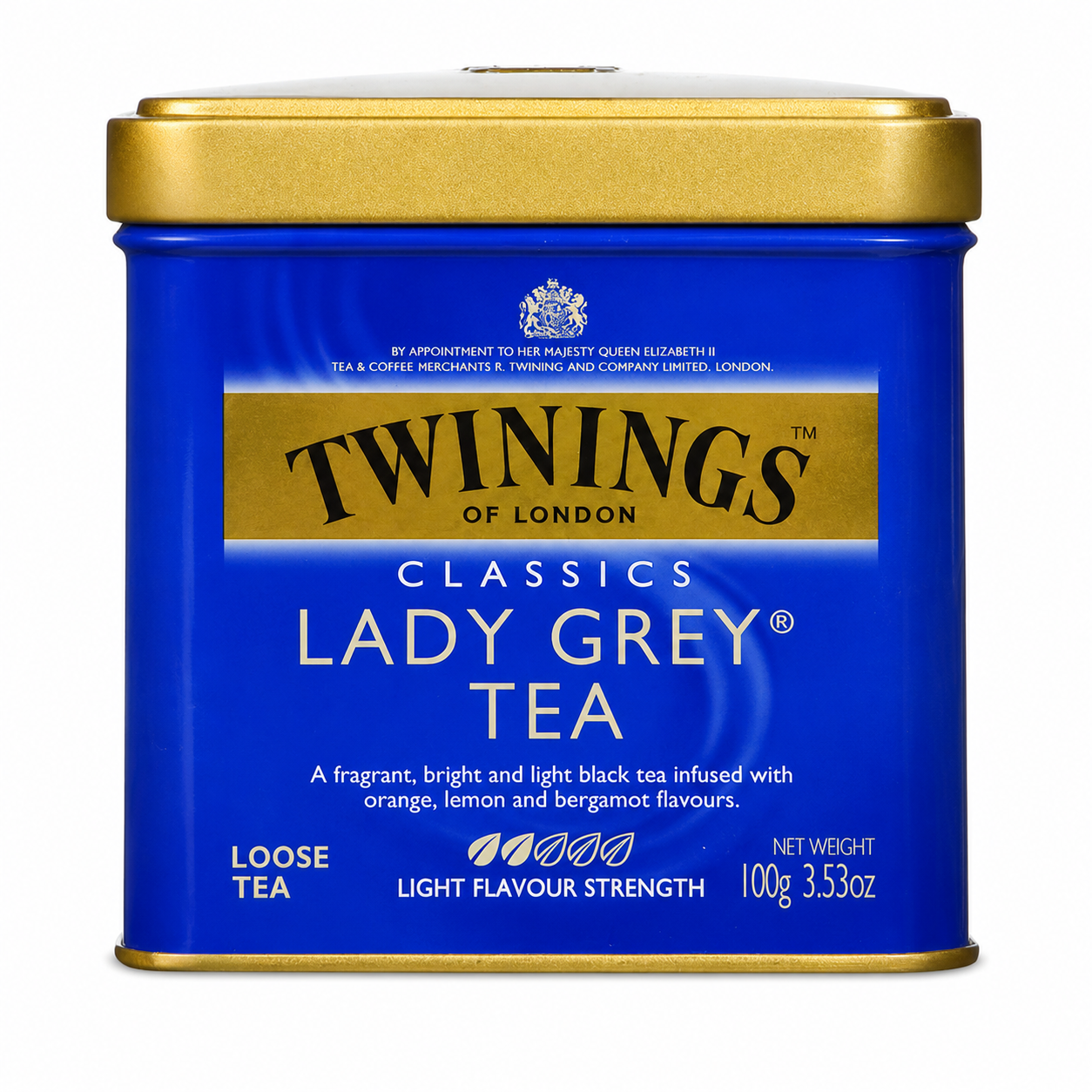 Twinings Lady Grey Loose Black Tea Tin Lemon & Orange Peel Caffeinated 3.53 oz