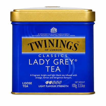 Twinings Lady Grey Loose Black Tea Tin Lemon & Orange Peel Caffeinated 3.53 oz