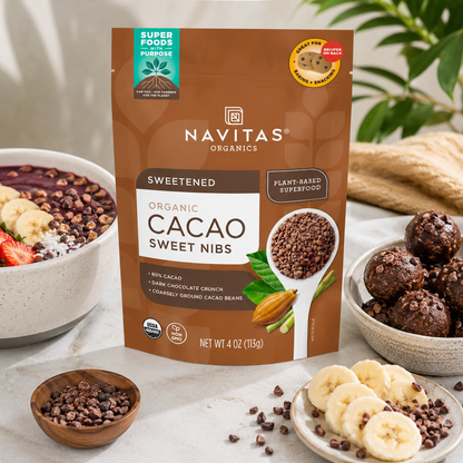 Navitas Organics Cacao Nibs Organic Non-GMO Fair Trade Gluten-Free Sweetened 4 Ounce