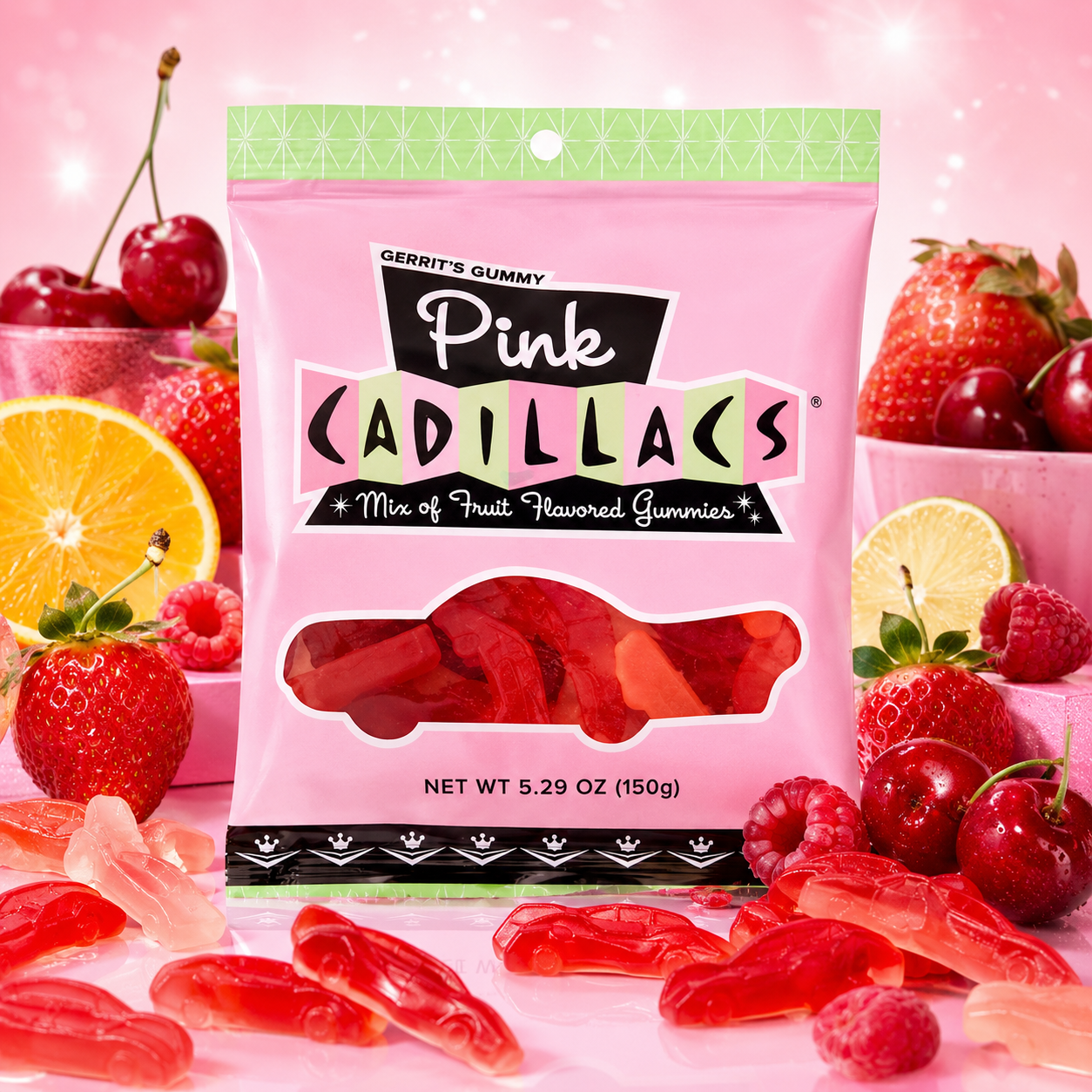Gerrit's Gummy Pink Cadillacs, 5.2 Ounces