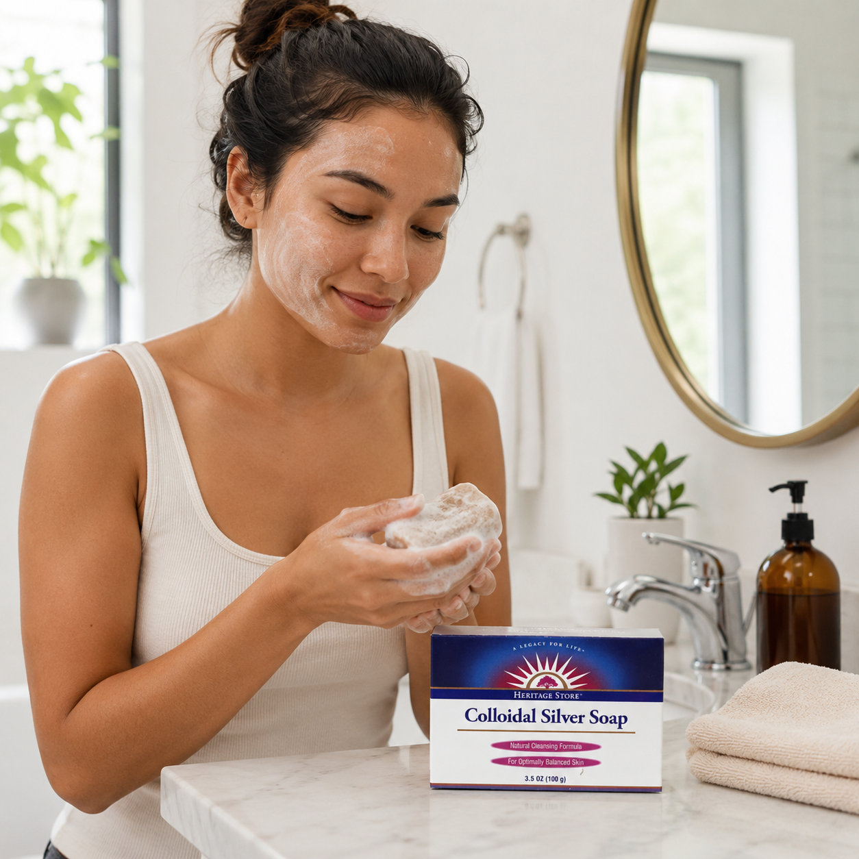 HERITAGE STORE Bath Soap Colloidal Silver 3.5 Ounce