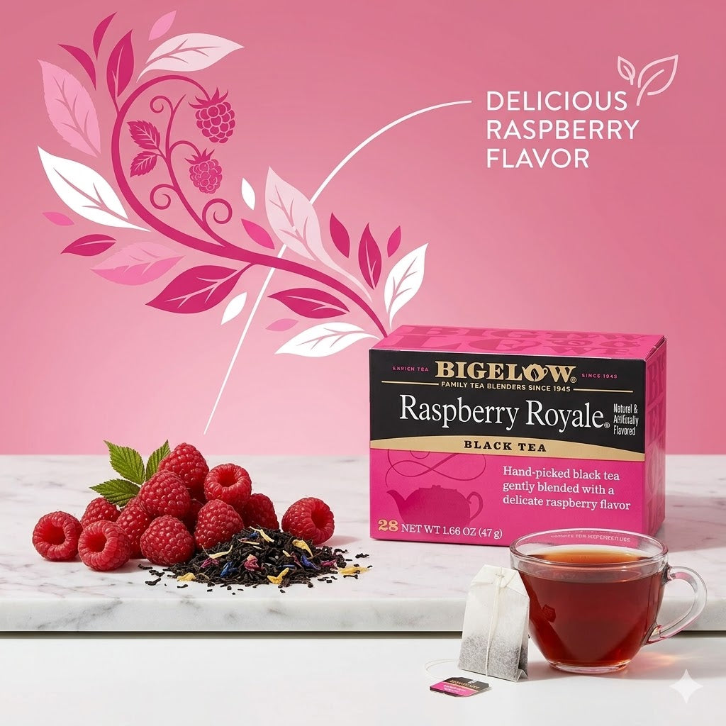 Bigelow Tea Black Tea Raspberry Royale Flavor Tea Bags All Natural Gluten Free28 ct Boxes 28 ct Boxes