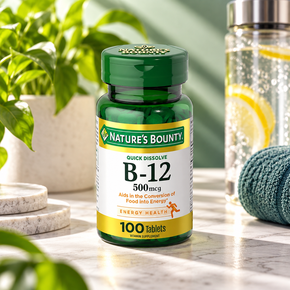 Nature's Bounty Vitamin B12 500 mcg Tablets, 100 Count (Pack of 2) Nature's Bounty