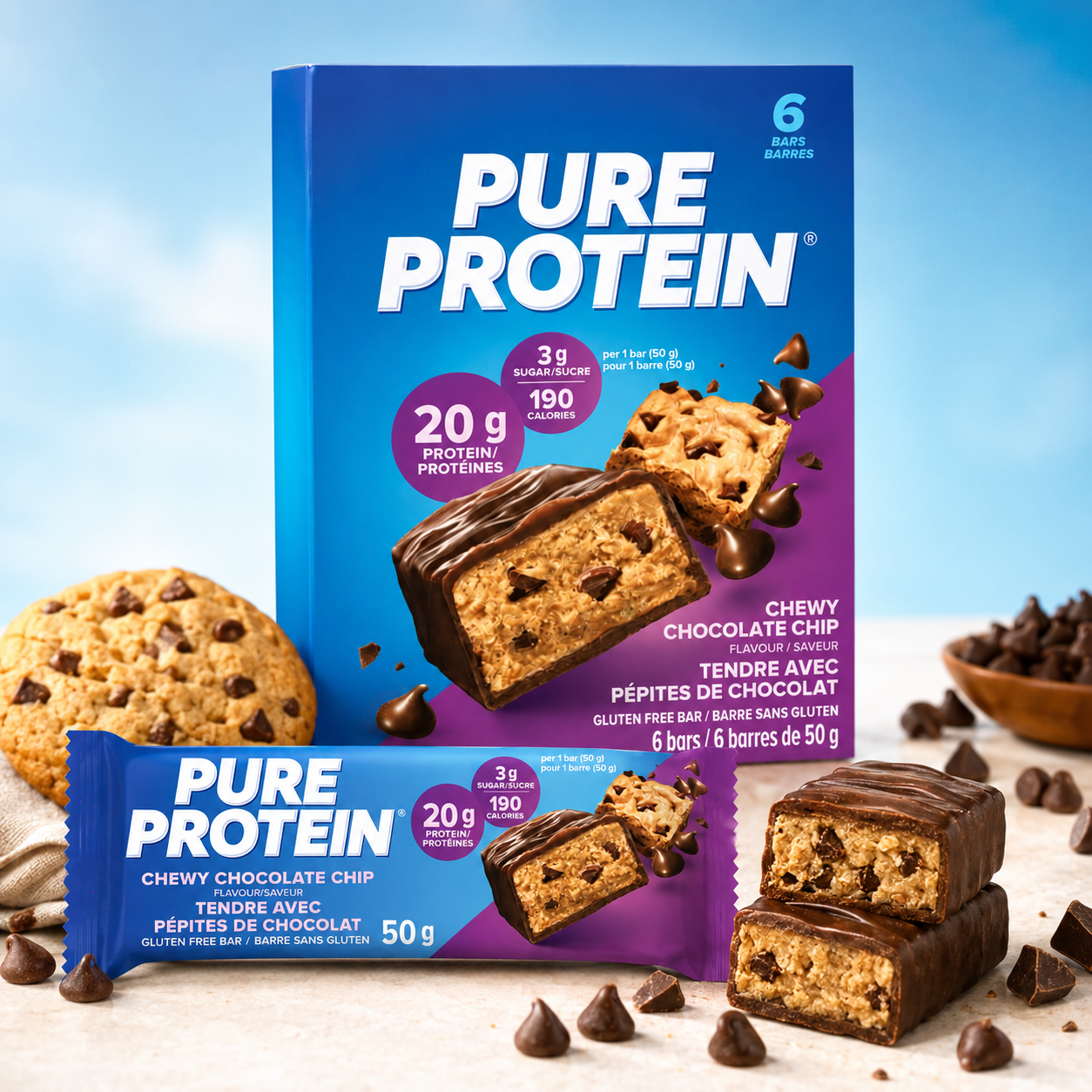 Pure Protein Bars Gluten Free Chewy Chocolate Chip 1.76 oz