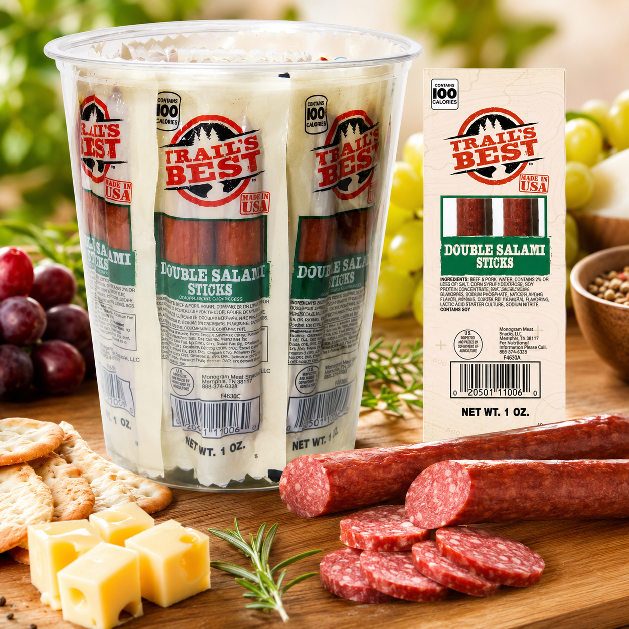 Trail's Best Double Salami Twin Packs Jerky Tub Packs 1 oz