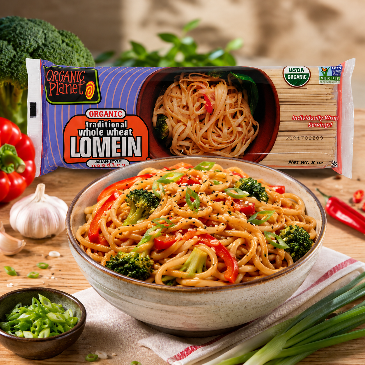 ORGANIC PLANET Whole Wheat Lo Mein Asian Stir-Fry Noodles 8 oz