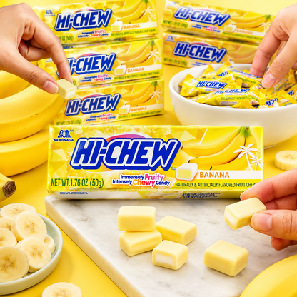 HI-CHEW Banana Sticks Soft & Chewy Candy Each Individually Wrapped Juicy Fruity Flavors 1.76 oz